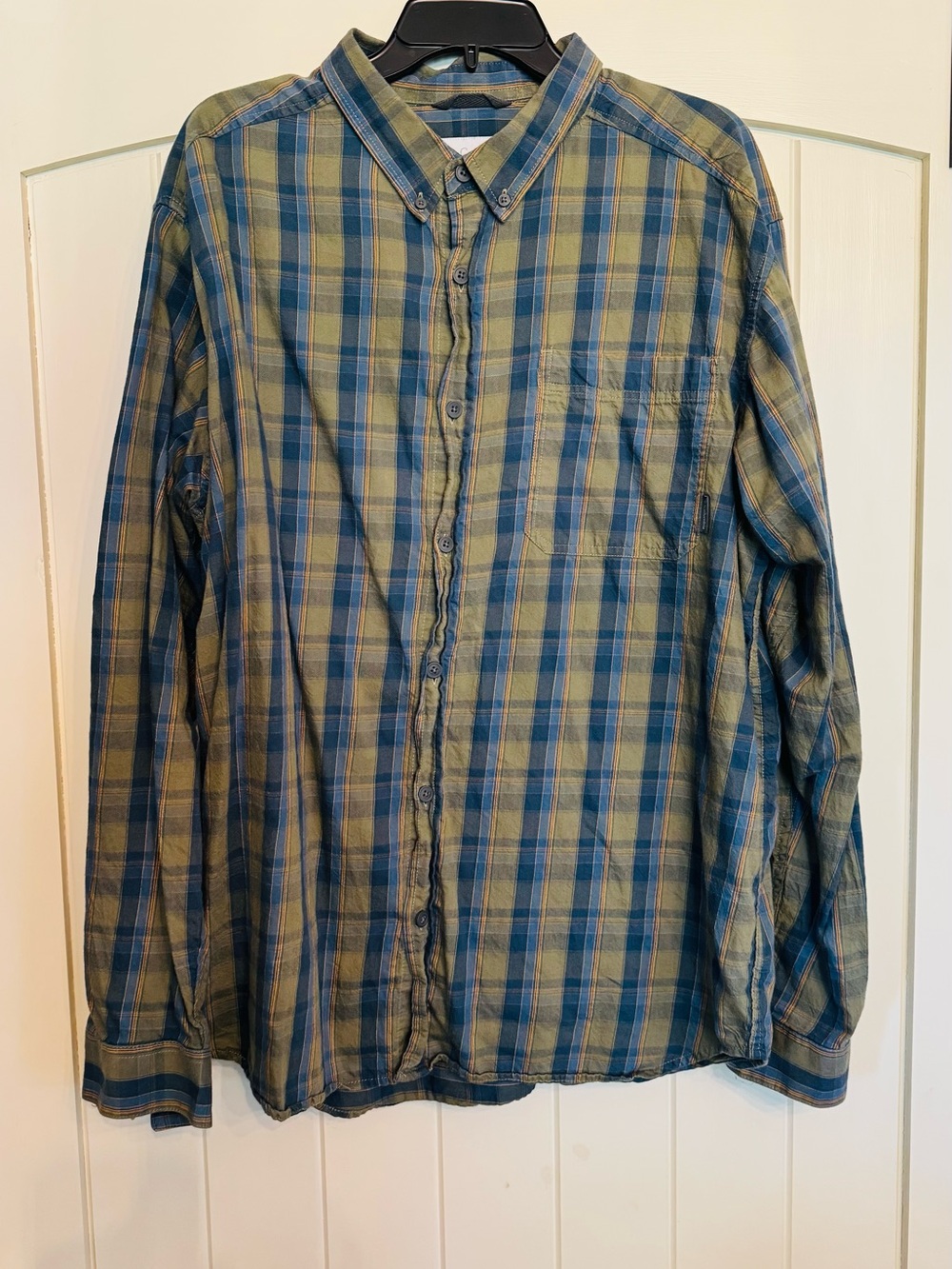 Columbia Men's Long-Sleeve Plaid Button-Down Shirt - Blue & Olive